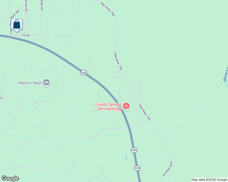 map of restaurants, bars, coffee shops, grocery stores, and more near 4060 North Eagle Landing in Show Low