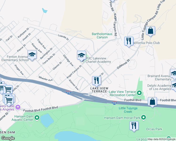 map of restaurants, bars, coffee shops, grocery stores, and more near 11500 Brussels Avenue in Los Angeles