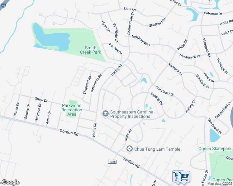 map of restaurants, bars, coffee shops, grocery stores, and more near 2132 Winter Moss Lane in Wilmington