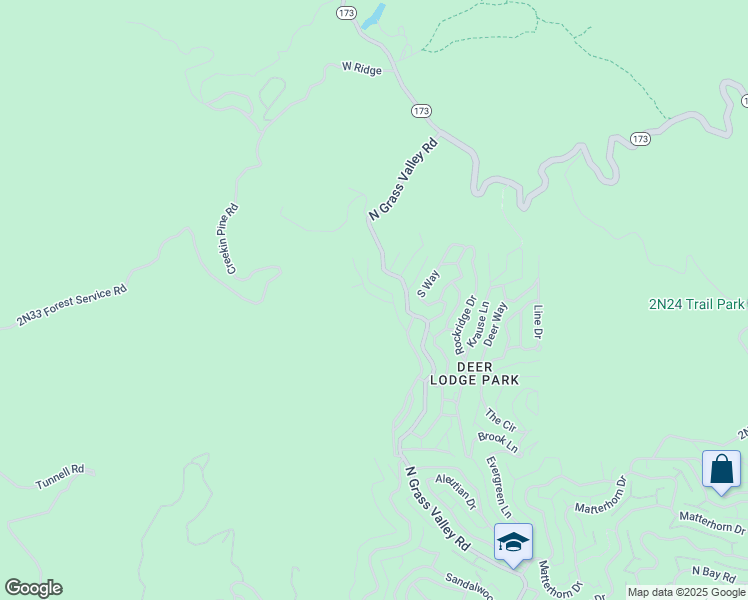 map of restaurants, bars, coffee shops, grocery stores, and more near 1625 Edgecliff Drive in Lake Arrowhead