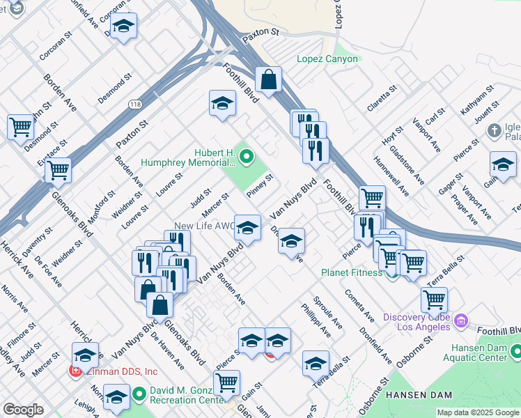 map of restaurants, bars, coffee shops, grocery stores, and more near 12484 Claretta Street in Los Angeles