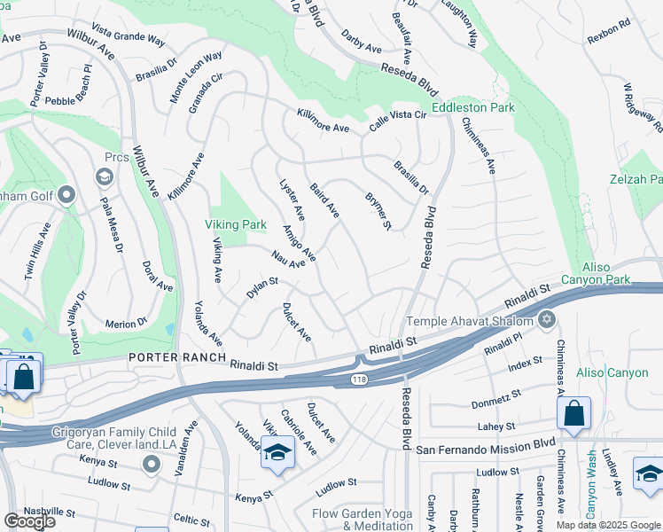 map of restaurants, bars, coffee shops, grocery stores, and more near 11417 Edenberg Avenue in Los Angeles