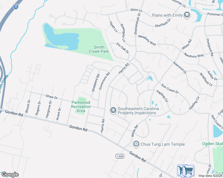 map of restaurants, bars, coffee shops, grocery stores, and more near 505 Harris Road in Wilmington