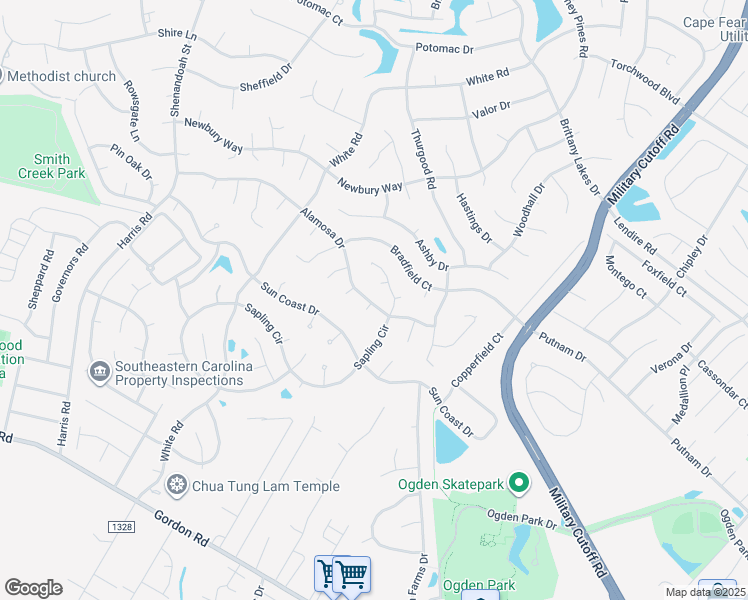map of restaurants, bars, coffee shops, grocery stores, and more near 2406 Barnsley Court in Wilmington