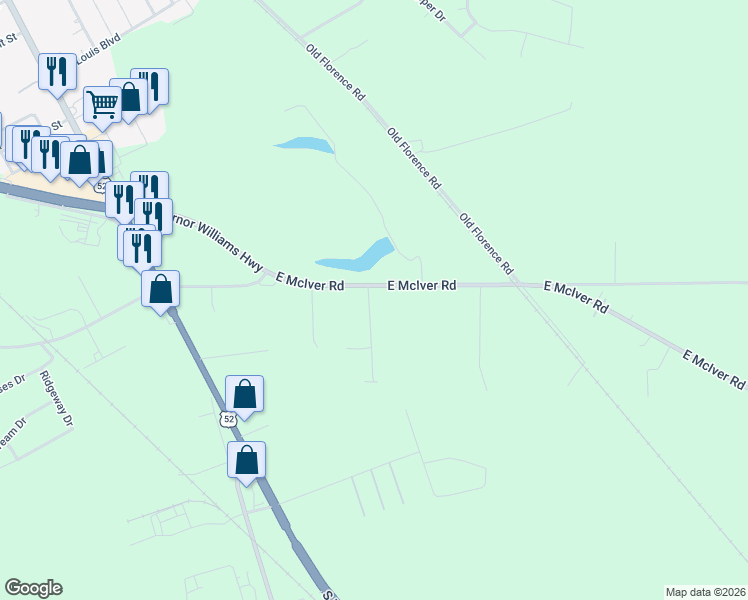 map of restaurants, bars, coffee shops, grocery stores, and more near 1317 Gemini Drive in Darlington