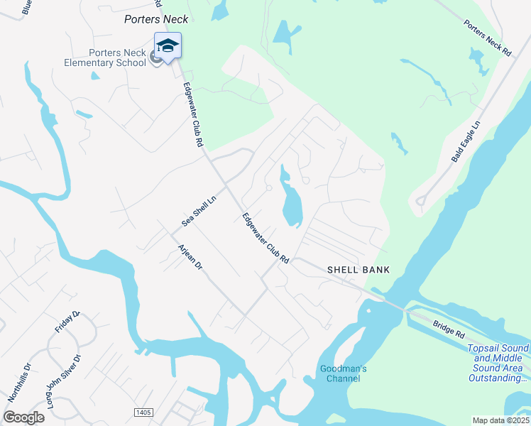map of restaurants, bars, coffee shops, grocery stores, and more near 1143 Edgewater Club Road in Wilmington