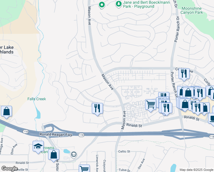 map of restaurants, bars, coffee shops, grocery stores, and more near 11397 Modena Lane in Los Angeles