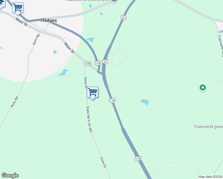 map of restaurants, bars, coffee shops, grocery stores, and more near 4020 U.S. 25 in Hodges