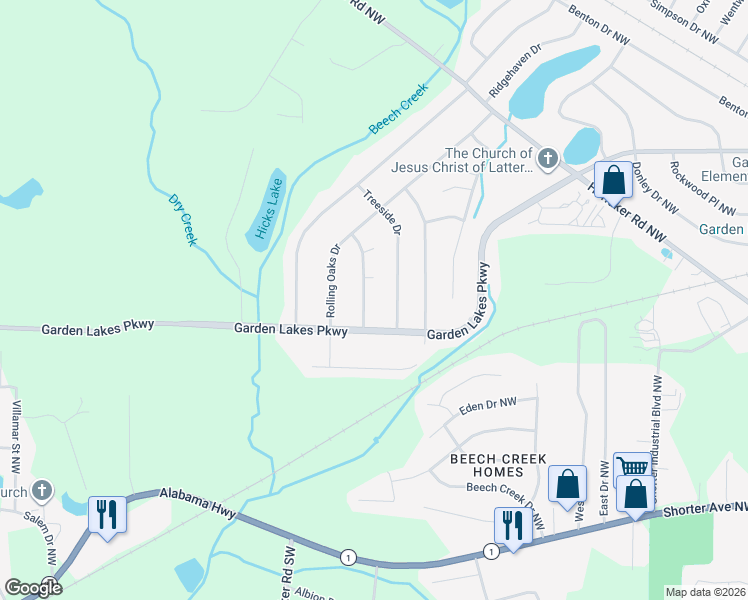 map of restaurants, bars, coffee shops, grocery stores, and more near 102 Sunridge Drive in Rome