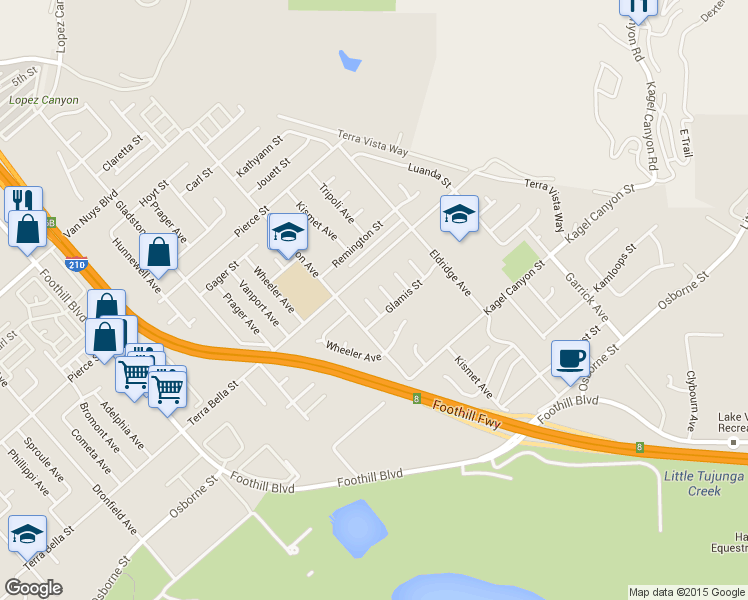 map of restaurants, bars, coffee shops, grocery stores, and more near 11536 Hela Avenue in Los Angeles