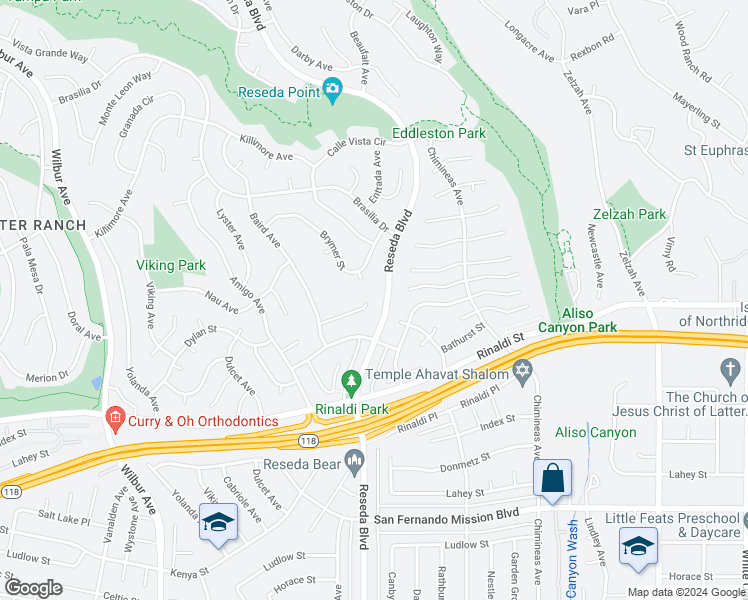 map of restaurants, bars, coffee shops, grocery stores, and more near 18500 Dylan Street in Los Angeles