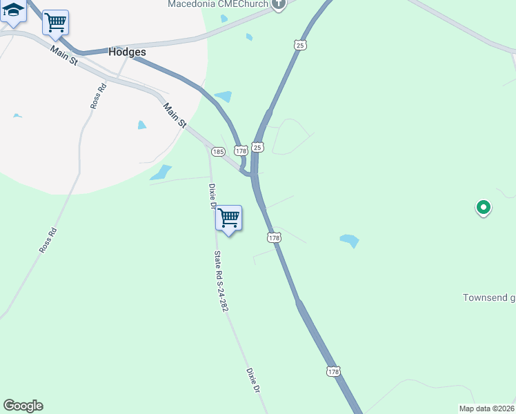 map of restaurants, bars, coffee shops, grocery stores, and more near 4020 U.S. 25 in Hodges