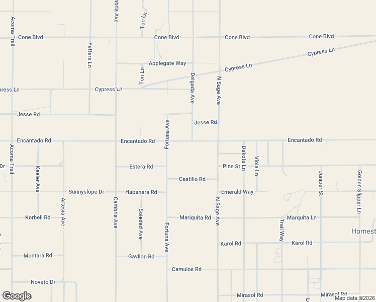 map of restaurants, bars, coffee shops, grocery stores, and more near 56751 Encantado Road in Landers