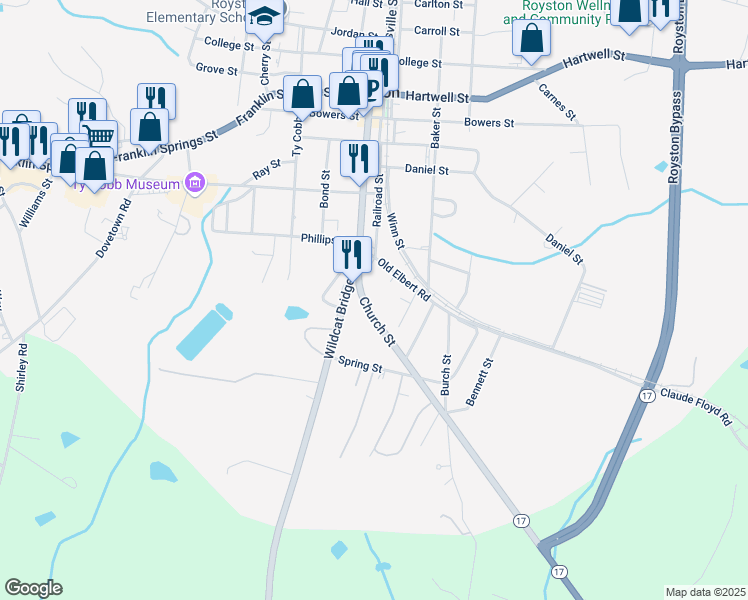 map of restaurants, bars, coffee shops, grocery stores, and more near 464 Church Street in Royston