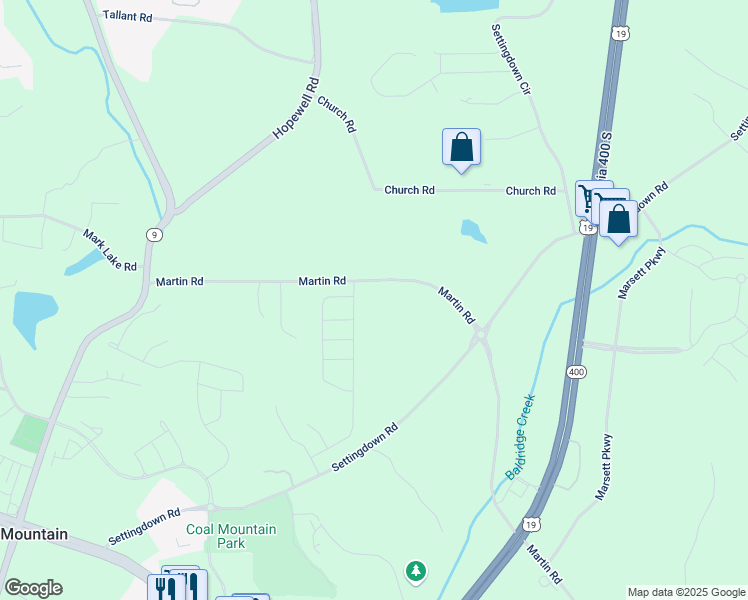 map of restaurants, bars, coffee shops, grocery stores, and more near 4110 Martin Road in Cumming