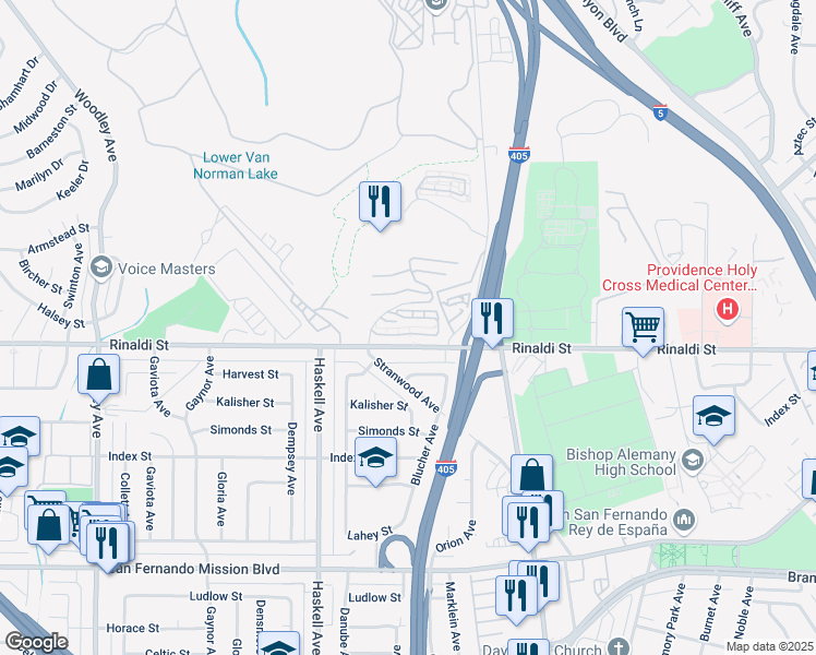 map of restaurants, bars, coffee shops, grocery stores, and more near 15766 Midwood Drive in Los Angeles
