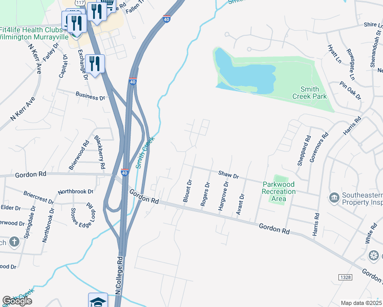 map of restaurants, bars, coffee shops, grocery stores, and more near 209 Blount Drive in Wilmington
