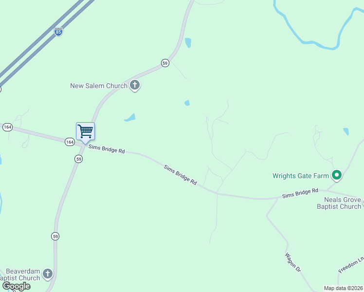 map of restaurants, bars, coffee shops, grocery stores, and more near 349 Sims Bridge Road in Commerce