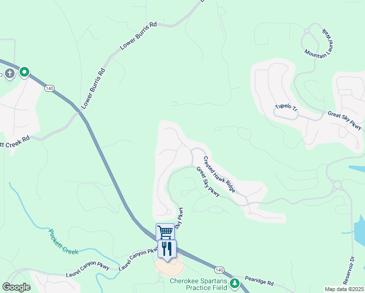 map of restaurants, bars, coffee shops, grocery stores, and more near 109 Twilight Overlook in Canton