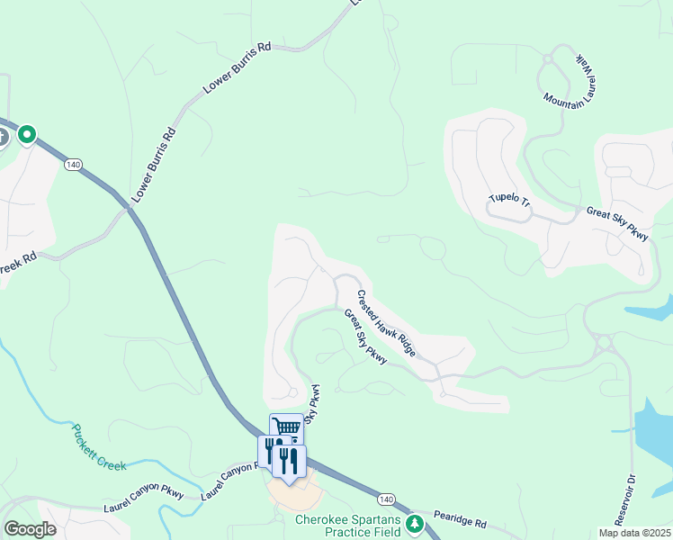 map of restaurants, bars, coffee shops, grocery stores, and more near 106 Twilight Overlook in Canton