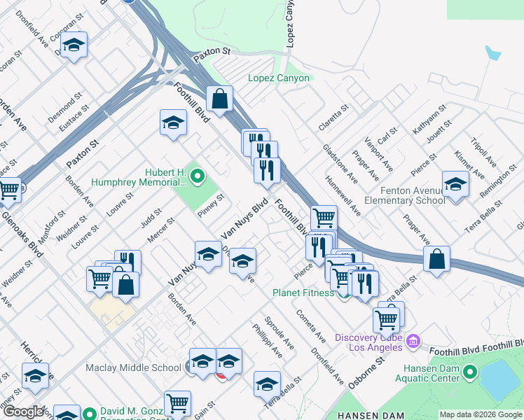 map of restaurants, bars, coffee shops, grocery stores, and more near 12367 Stonegate Road in Los Angeles