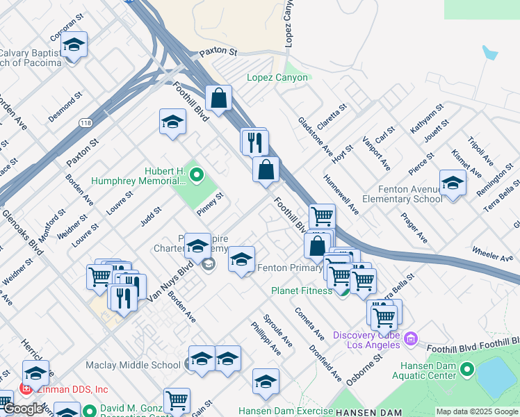 map of restaurants, bars, coffee shops, grocery stores, and more near 12367 Stonegate Road in Los Angeles