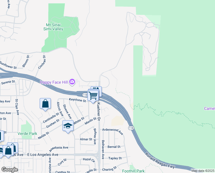 map of restaurants, bars, coffee shops, grocery stores, and more near 6540 Canyon Oaks Drive in Simi Valley