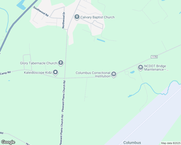 map of restaurants, bars, coffee shops, grocery stores, and more near 1480 Prison Camp Road in Whiteville