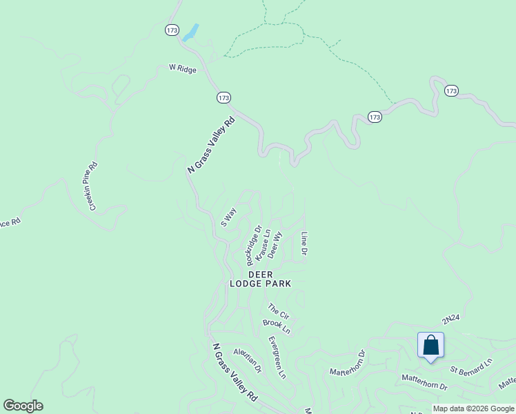 map of restaurants, bars, coffee shops, grocery stores, and more near 1618 Krause Lane in Lake Arrowhead