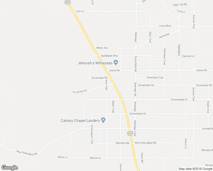 map of restaurants, bars, coffee shops, grocery stores, and more near 1768 Inca Trail in Landers