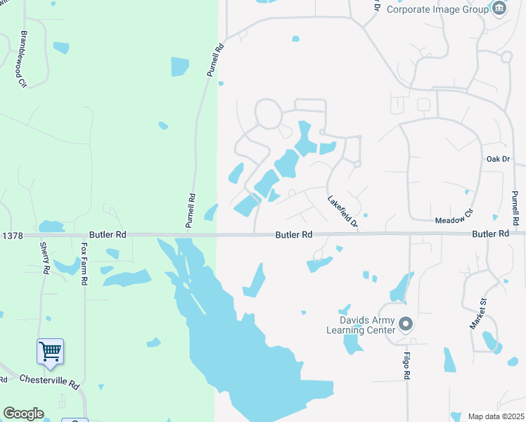 map of restaurants, bars, coffee shops, grocery stores, and more near Lake Circle Drive in Tupelo