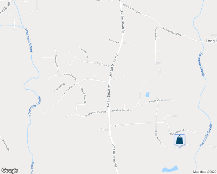 map of restaurants, bars, coffee shops, grocery stores, and more near 8230 Jot Em Down Road in Gainesville