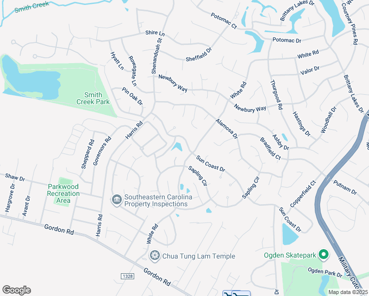 map of restaurants, bars, coffee shops, grocery stores, and more near 5128 Sun Coast Drive in Wilmington