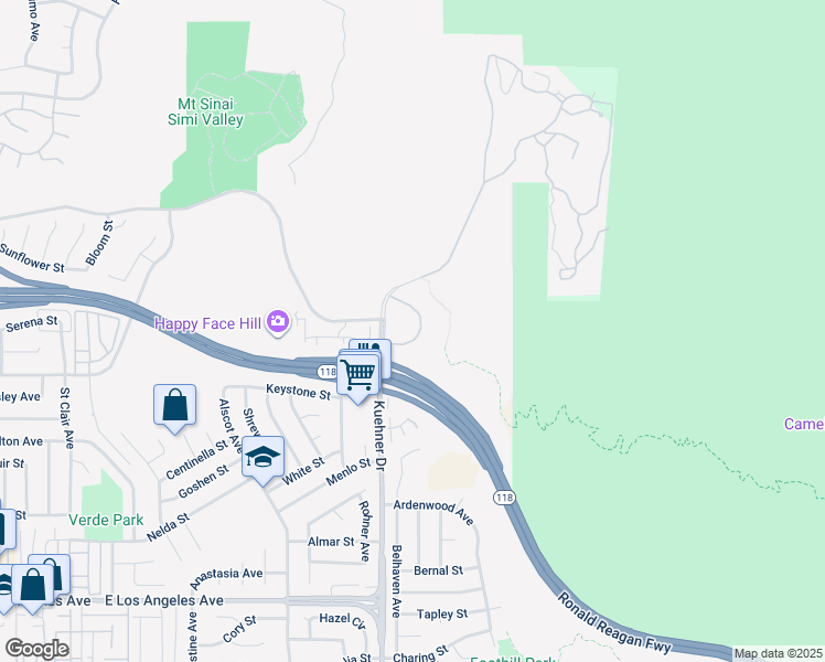 map of restaurants, bars, coffee shops, grocery stores, and more near Canyon Oaks Drive in Simi Valley