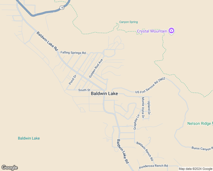 map of restaurants, bars, coffee shops, grocery stores, and more near Wooded Road in San Bernardino County