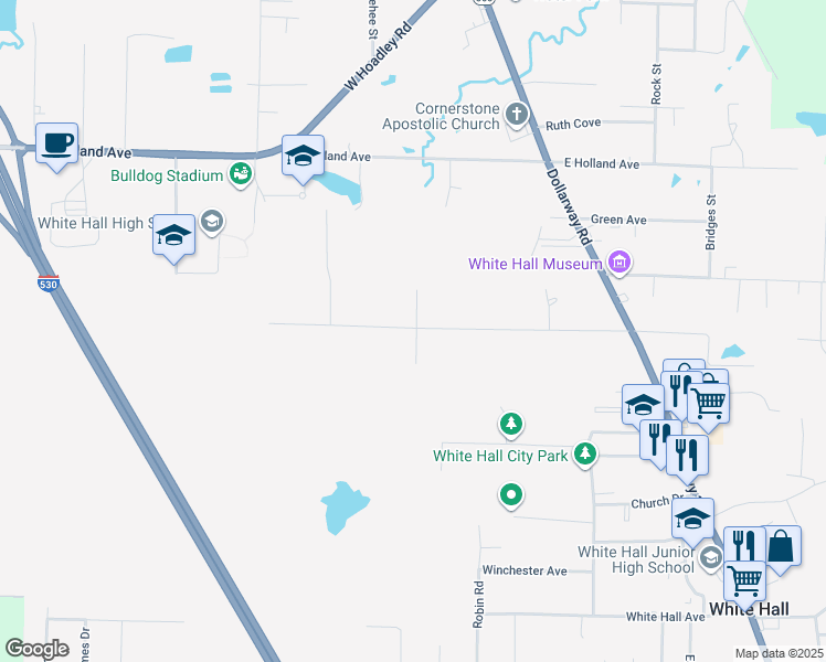 map of restaurants, bars, coffee shops, grocery stores, and more near 206 North Estates Cove in White Hall