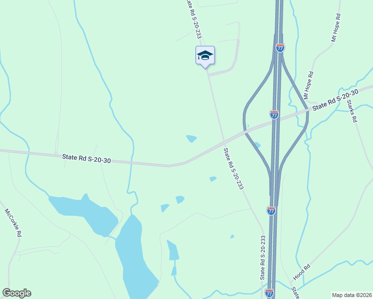map of restaurants, bars, coffee shops, grocery stores, and more near 3983 East Peach Road in Ridgeway