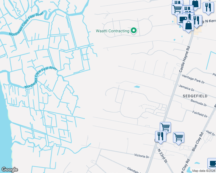 map of restaurants, bars, coffee shops, grocery stores, and more near 246 Carl Seitter Drive in Wilmington