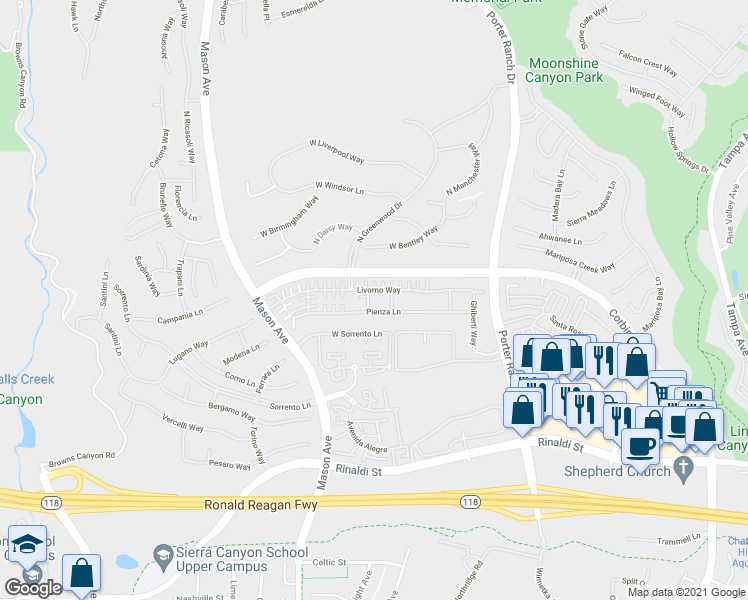 map of restaurants, bars, coffee shops, grocery stores, and more near 11500 Genova Lane in Los Angeles