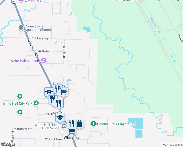 map of restaurants, bars, coffee shops, grocery stores, and more near 707 Ross Lane in White Hall