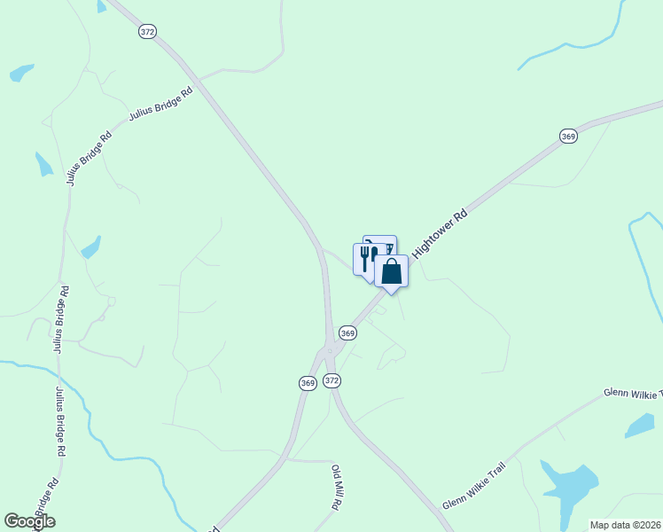 map of restaurants, bars, coffee shops, grocery stores, and more near 5861 Ball Ground Road in Ball Ground