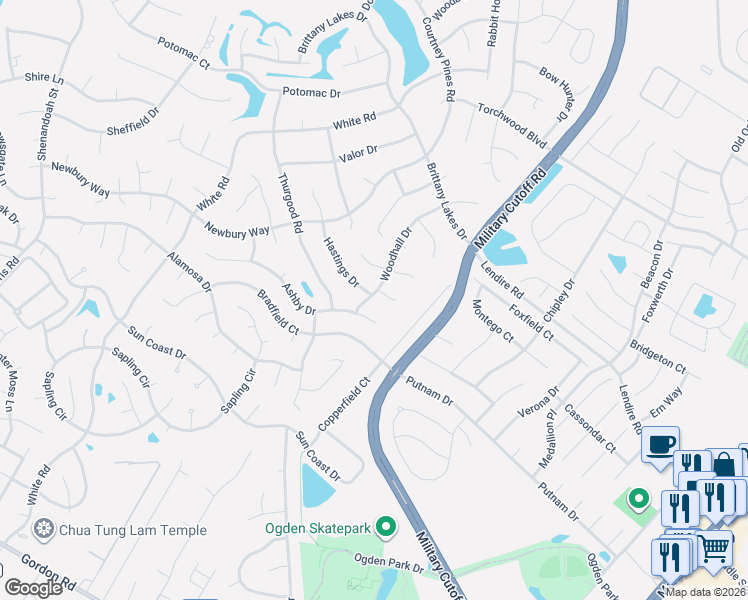 map of restaurants, bars, coffee shops, grocery stores, and more near 2664 Hastings Drive in Wilmington