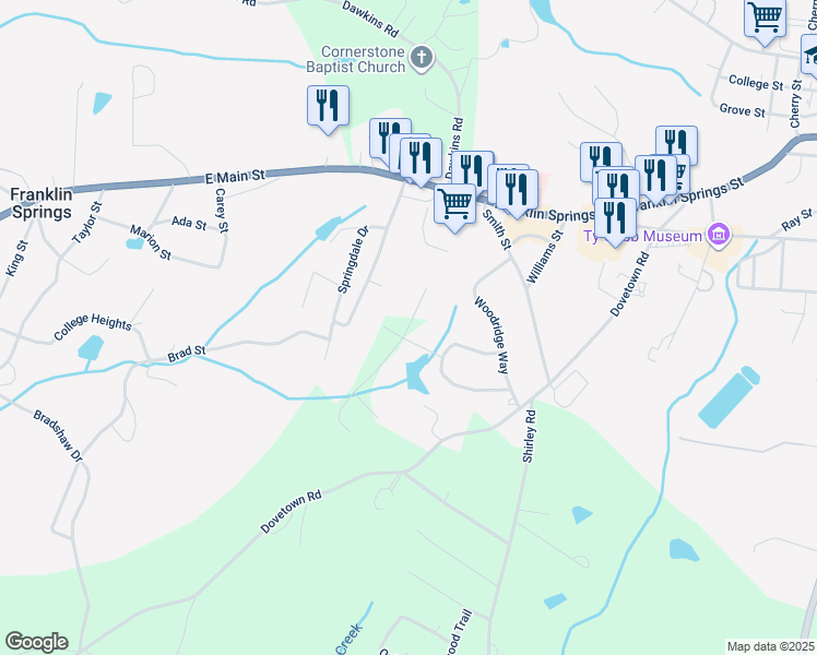 map of restaurants, bars, coffee shops, grocery stores, and more near 28-134 N Tanglewood in Royston