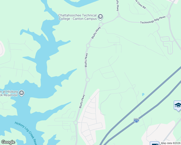 map of restaurants, bars, coffee shops, grocery stores, and more near Bluffs Parkway in Canton