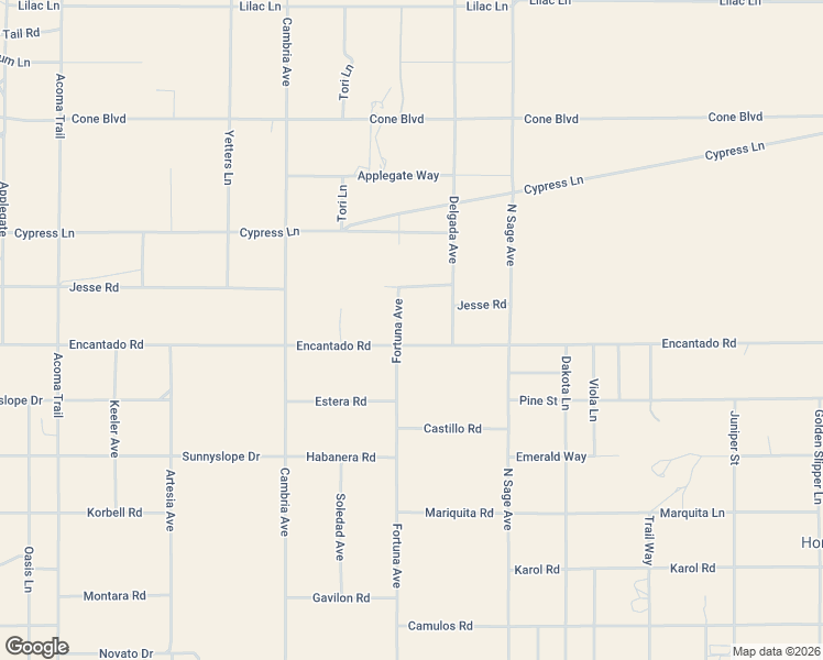 map of restaurants, bars, coffee shops, grocery stores, and more near 56722 Encantado Road in Landers