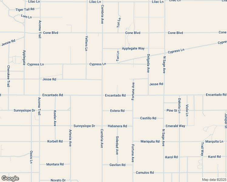 map of restaurants, bars, coffee shops, grocery stores, and more near 56566 Encantado Road in Landers