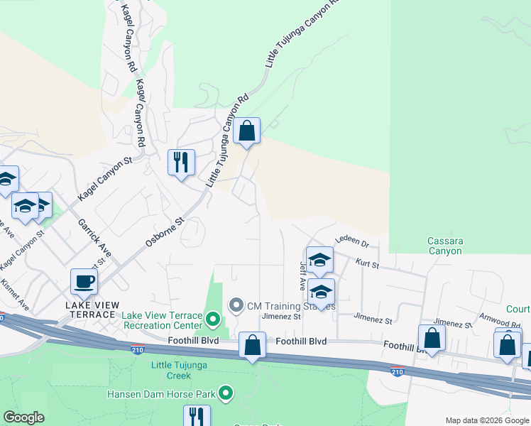 map of restaurants, bars, coffee shops, grocery stores, and more near 11600 Orcas Avenue in Los Angeles