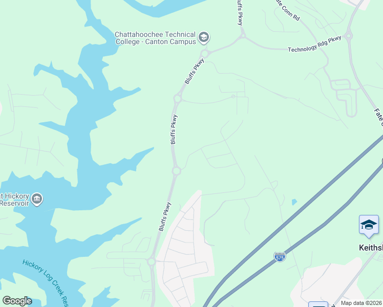 map of restaurants, bars, coffee shops, grocery stores, and more near Bluffs Parkway in Canton
