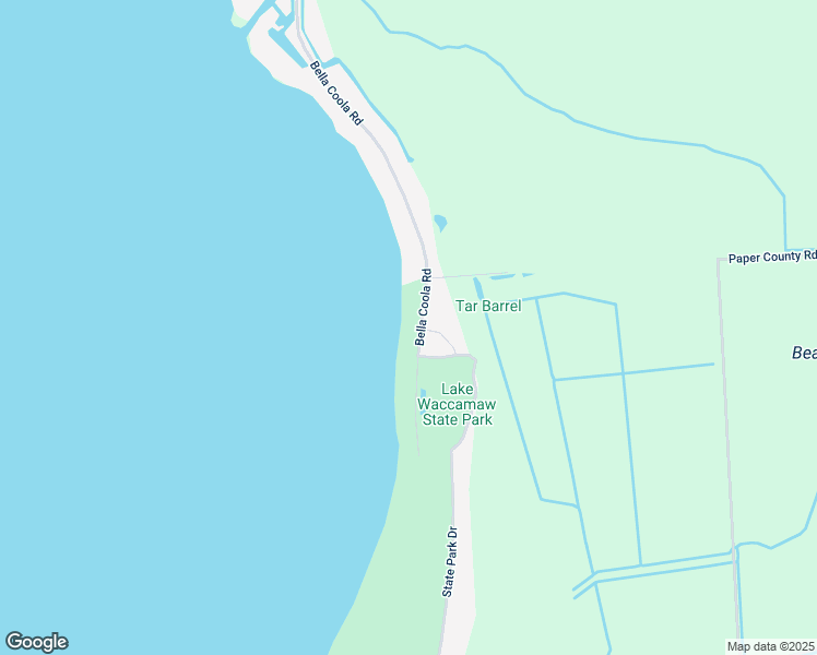 map of restaurants, bars, coffee shops, grocery stores, and more near 2534 Bella Coola Road in Lake Waccamaw
