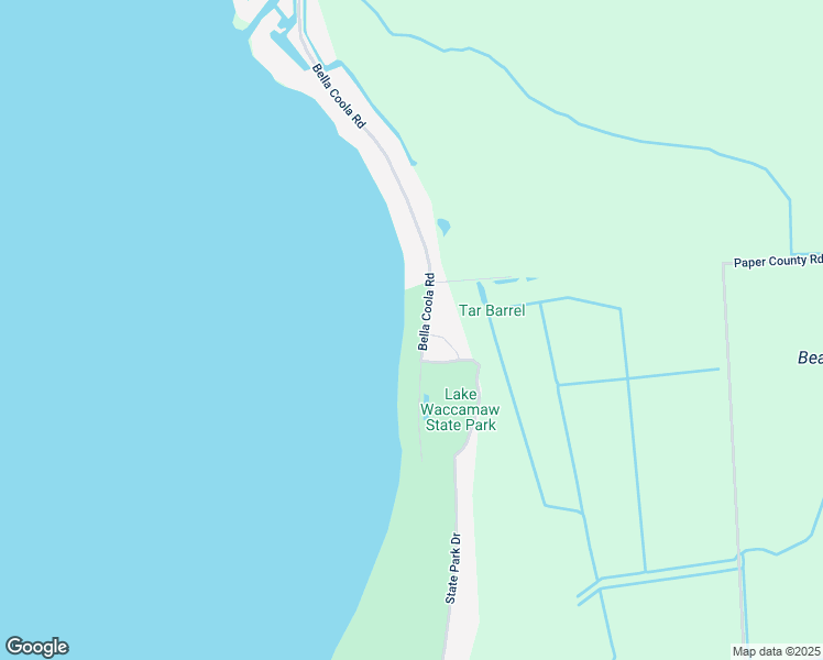 map of restaurants, bars, coffee shops, grocery stores, and more near 2534 Bella Coola Road in Lake Waccamaw